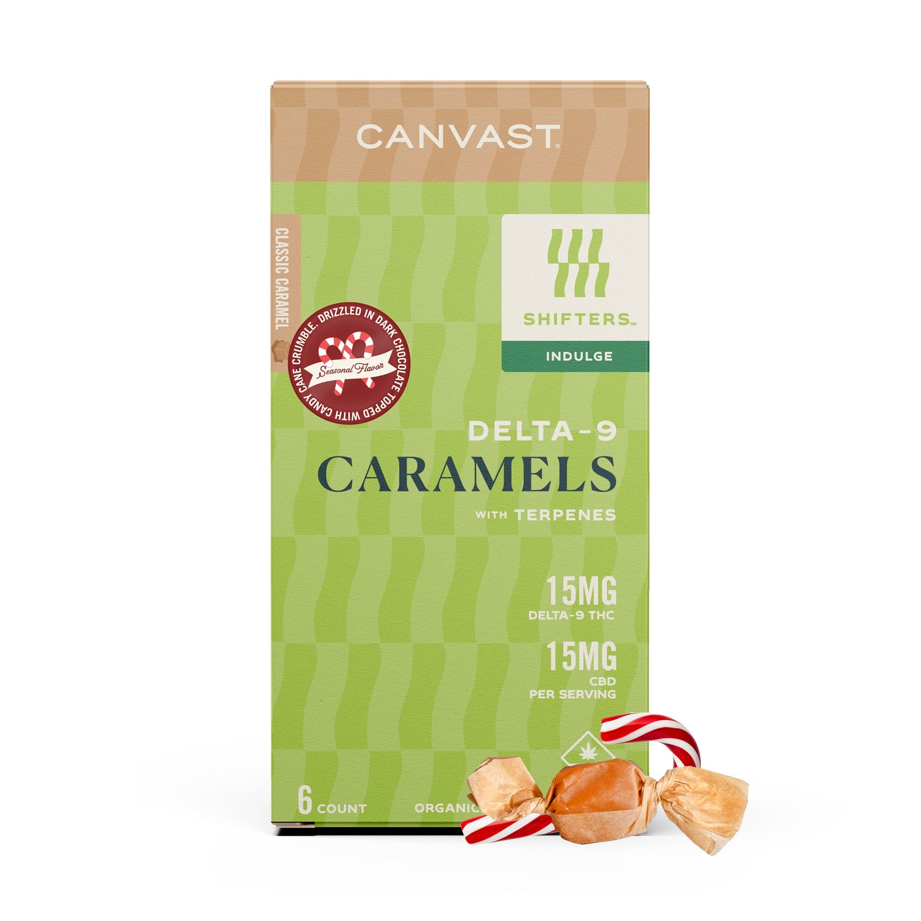 Dark Chocolate Candy Cane Shifters Delta-9 Seasonal Caramels