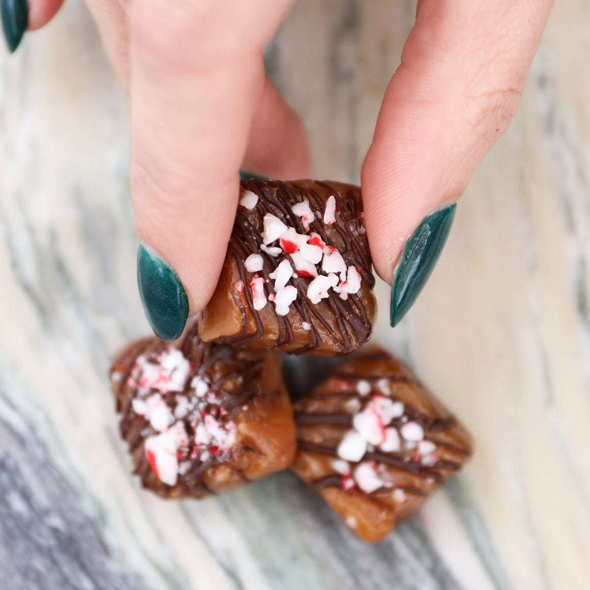 Dark Chocolate Candy Cane Shifters Delta-9 Seasonal Caramels